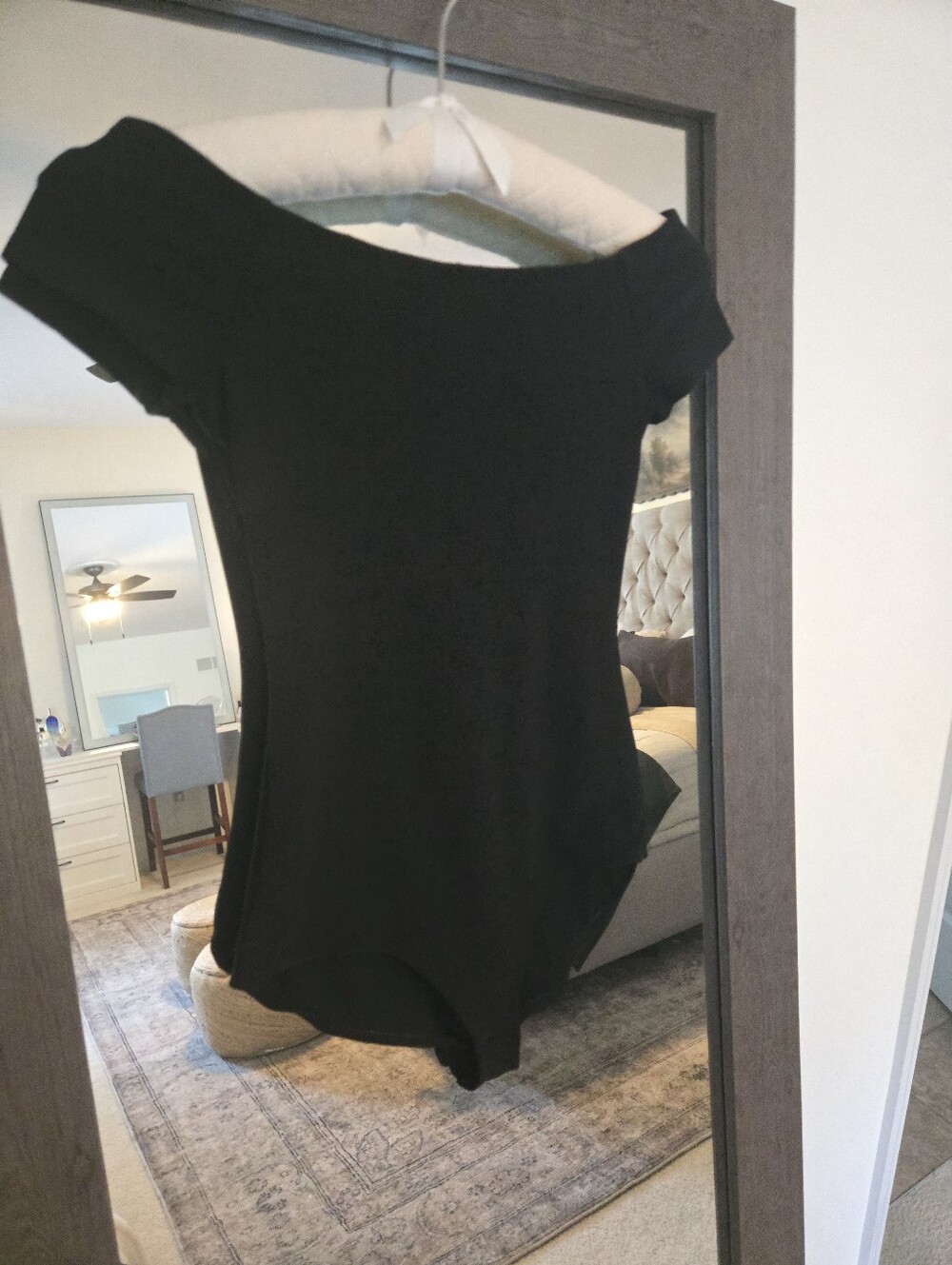 Alice & Olivia Black Off-Shoulder Bodysuit